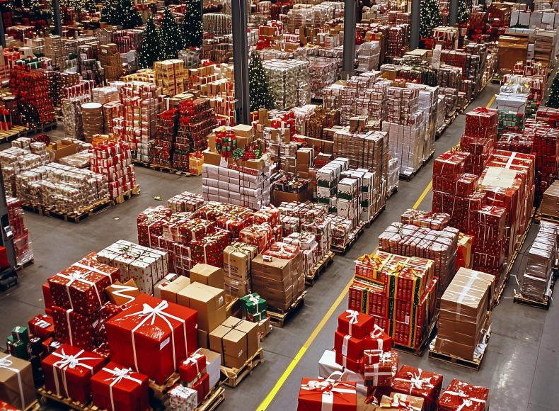 Magazijn kerstcadeautjes